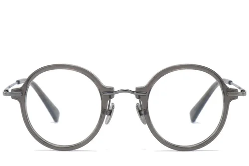 Lunettes rondes en titane gris #BS0218-0192