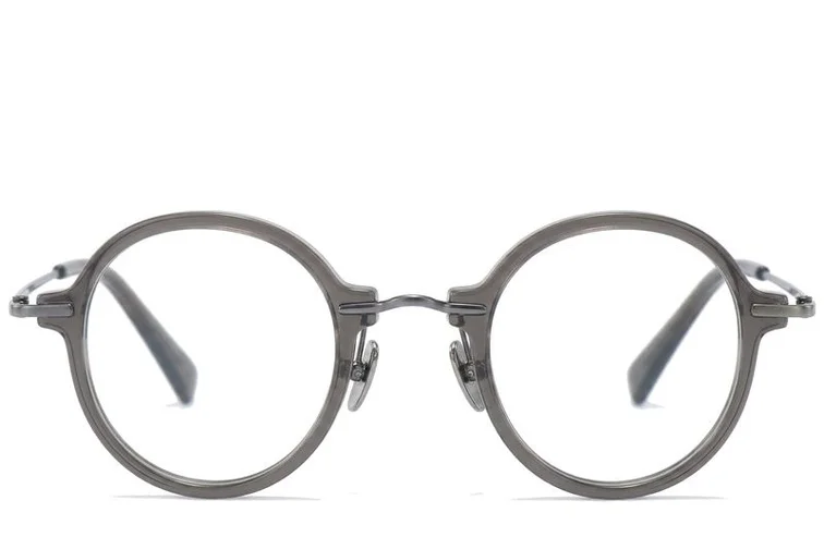 Gafas redondas de titanio gris #BS0218-0192