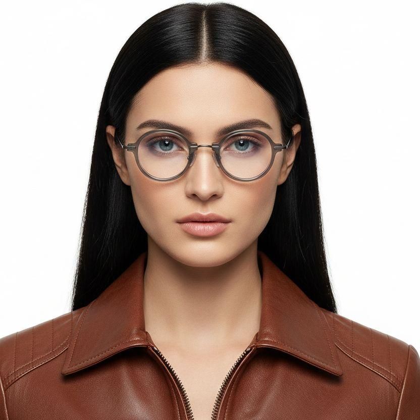 Round Gray Titanium Glasses #BS0218-0192