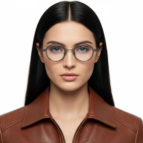 Gafas redondas de titanio gris #BS0218-0192