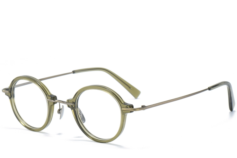 Gafas redondas de titanio verde #BS0218-0193