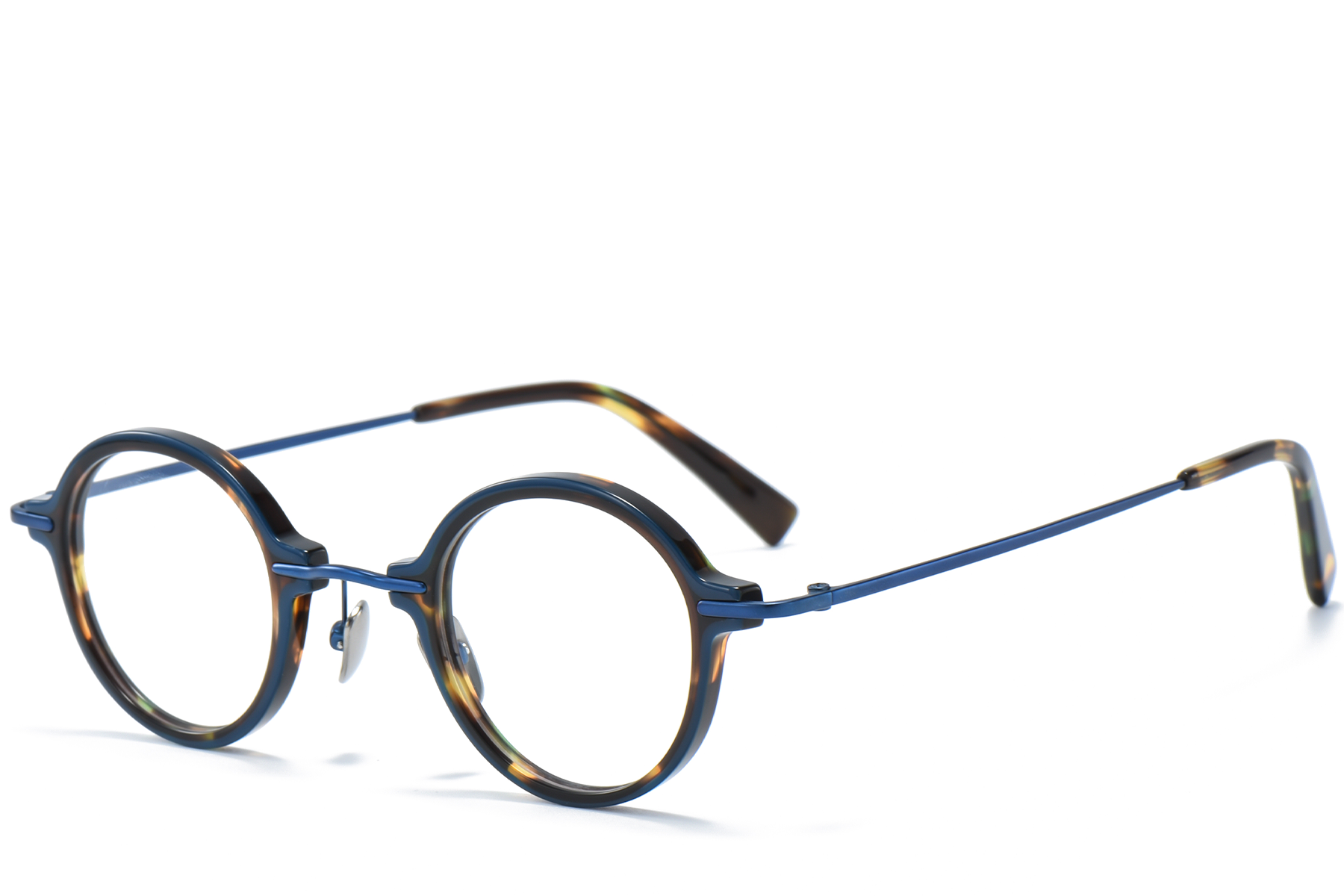 Occhiali rotondi in titanio effetto tartaruga #BS0218-0194