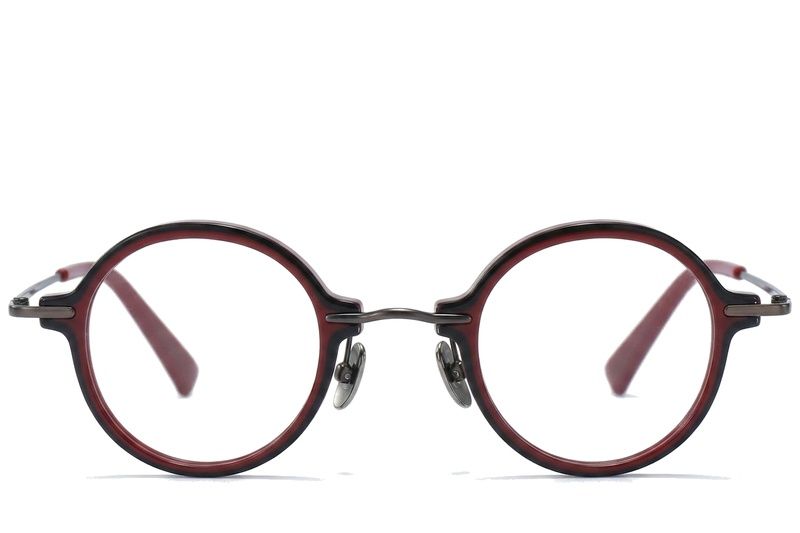 Gafas redondas de titanio rojo #BS0218-0195