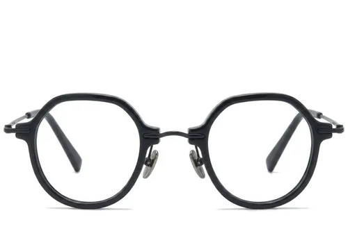 Lunettes ovales en titane noir #BS0218-0196