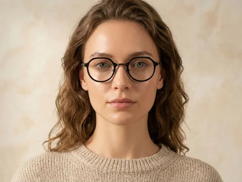 Lunettes ovales en titane noir #BS0218-0196