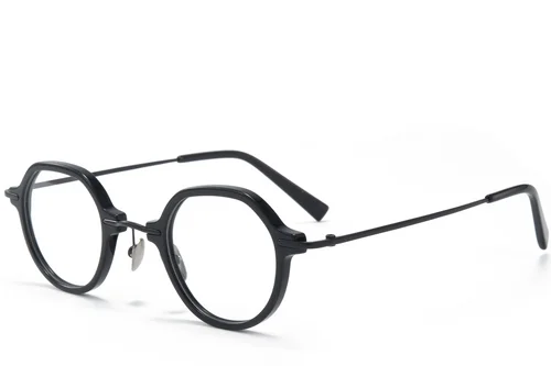 Lunettes ovales en titane noir #BS0218-0196