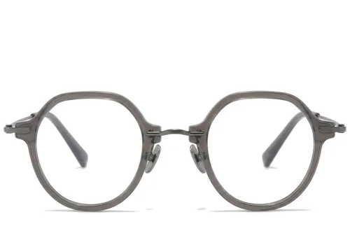 Lunettes ovales en titane gris #BS0218-0197