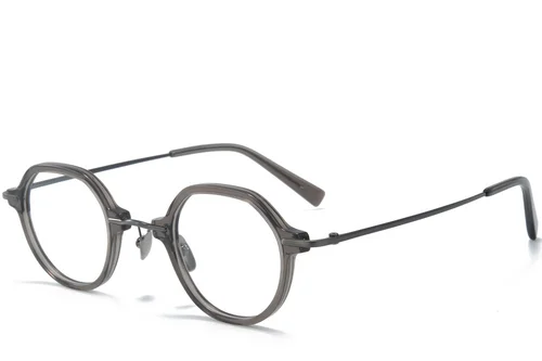 Lunettes ovales en titane gris #BS0218-0197