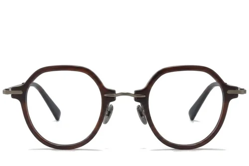 Lunettes ovales en titane brun #BS0218-0198