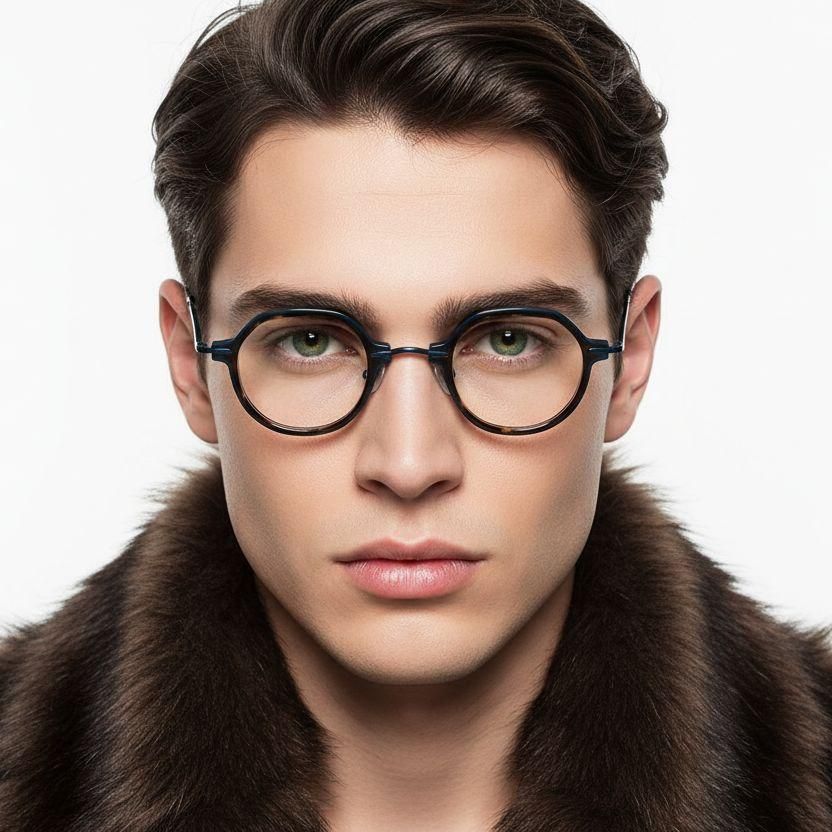 Oval Tortoiseshell Titanium Glasses #BS0218-0199