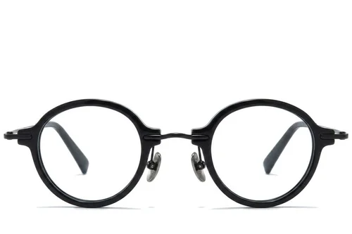 Lunettes ovales en titane noir #BS0218-0200