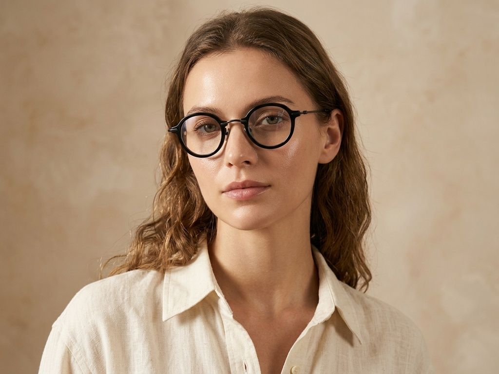 Oval Black Titanium Glasses #BS0218-0200
