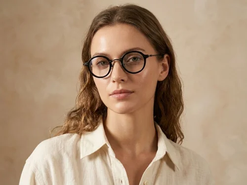 Lunettes ovales en titane noir #BS0218-0200