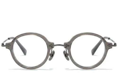 Lunettes ovales en titane gris #BS0218-0201