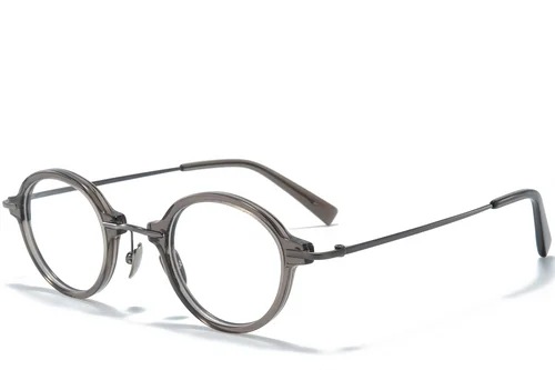 Lunettes ovales en titane gris #BS0218-0201