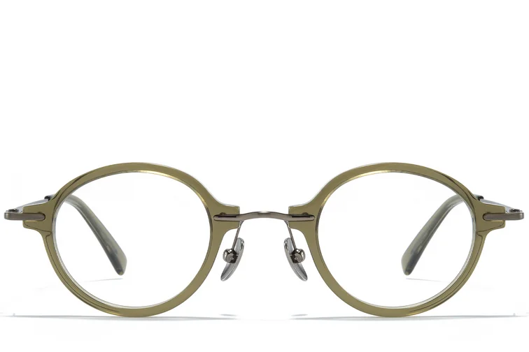 Oval Green Titanium Glasses #BS0218-0202