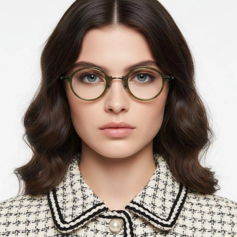 Gafas ovaladas de titanio verde #BS0218-0202