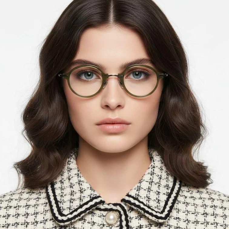 Oval Green Titanium Glasses #BS0218-0202