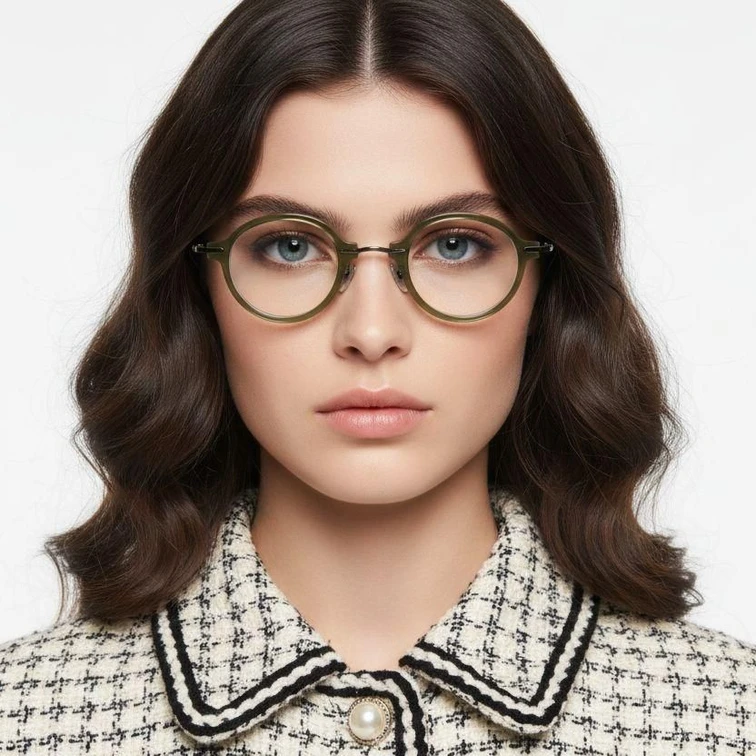Ovale grüne Titanbrille #BS0218-0202