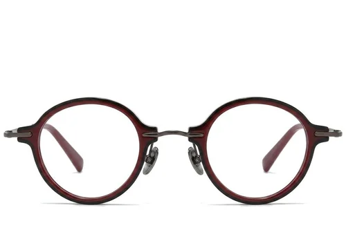 Lunettes ovales en titane rouge #BS0218-0204