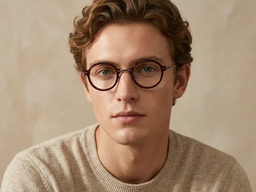 Lunettes ovales en titane rouge #BS0218-0204