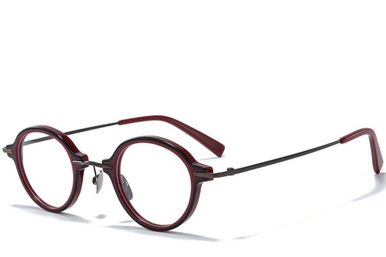 Lunettes ovales en titane rouge #BS0218-0204