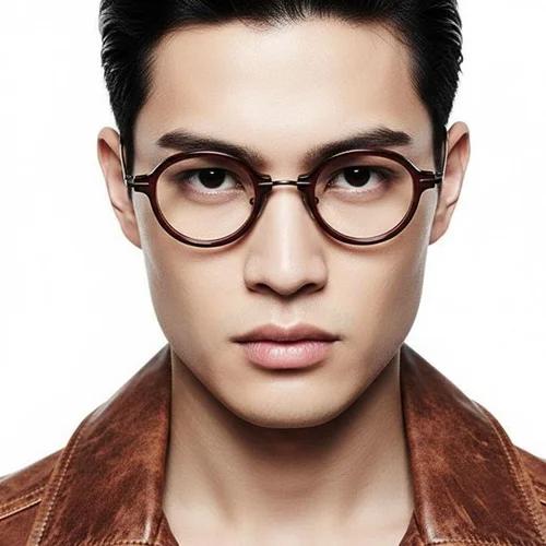 Lunettes ovales en titane rouge #BS0218-0204