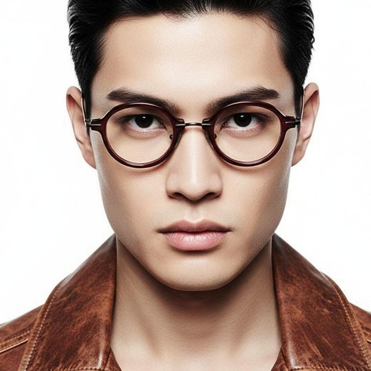 Lunettes ovales en titane rouge #BS0218-0204