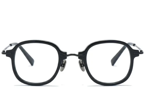 Lunettes ovales en titane noir #BS0218-0205