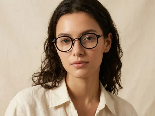 Lunettes ovales en titane noir #BS0218-0205