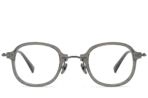 Lunettes ovales en titane gris #BS0218-0206