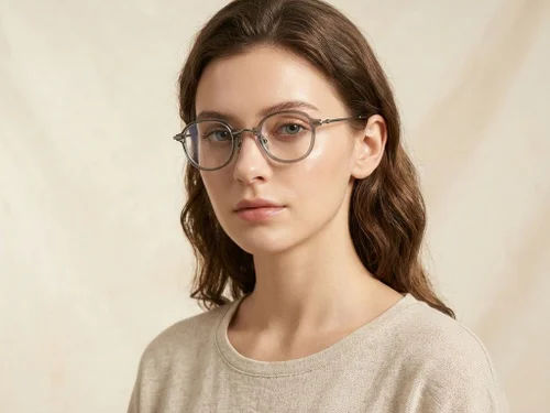 Lunettes ovales en titane gris #BS0218-0206