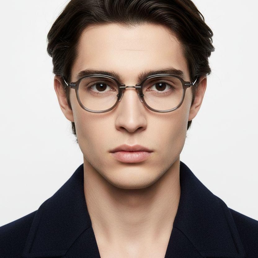 Occhiali ovali in titanio grigio #BS0218-0206