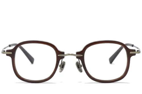 Lunettes ovales en titane brun #BS0218-0207