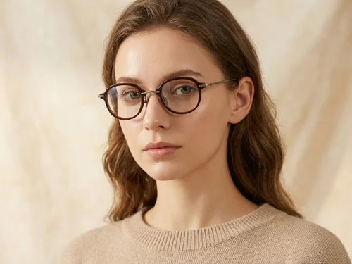 Lunettes ovales en titane brun #BS0218-0207
