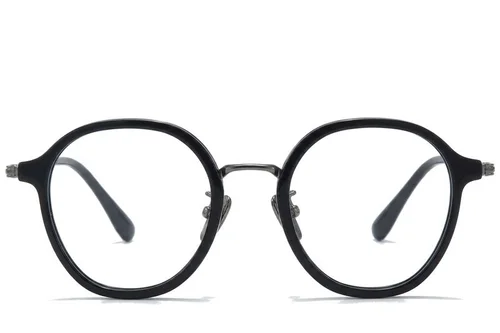 Lunettes ovales en titane noir #BS0218-0209