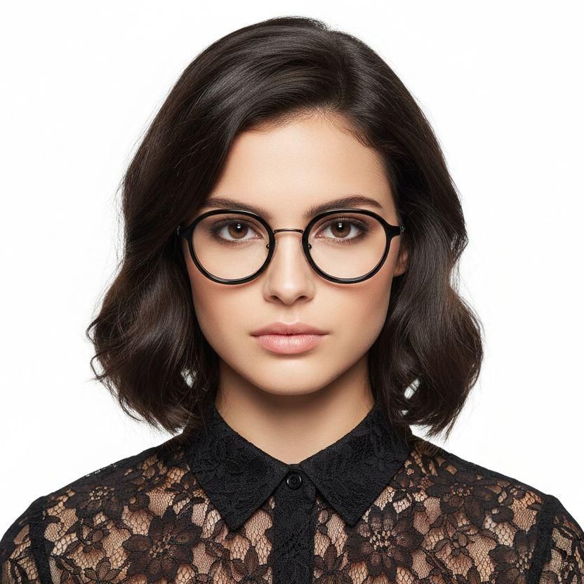 Ovale schwarze Titanbrille #BS0218-0209