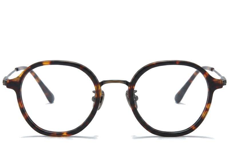 Gafas de titanio ovaladas de carey n.° BS0218-0210