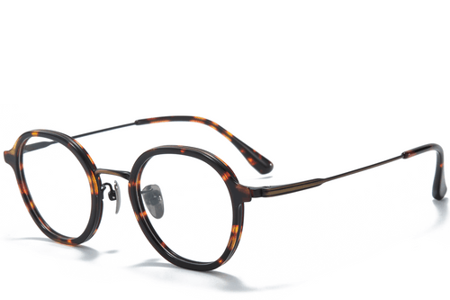 Lunettes ovales en titane écaille de tortue #BS0218-0210