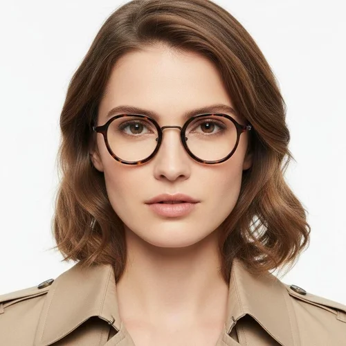 Lunettes ovales en titane écaille de tortue #BS0218-0210