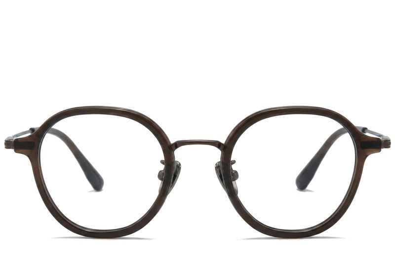 Gafas ovaladas de titanio marrón #BS0218-0211