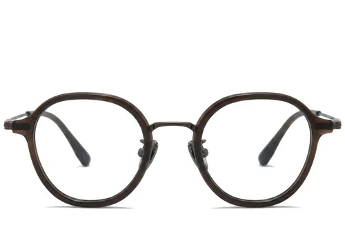 Oval Brown Titanium Glasses #BS0218-0211