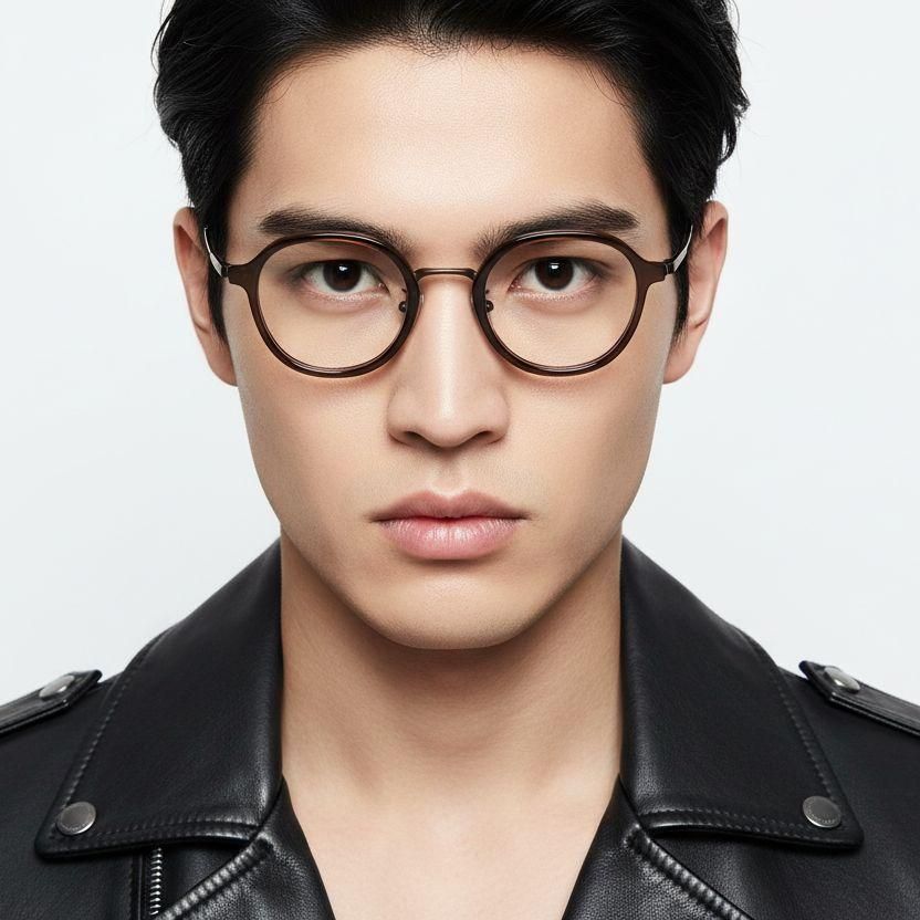 Oval Brown Titanium Glasses #BS0218-0211