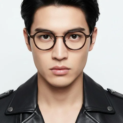 Lunettes ovales en titane brun #BS0218-0211