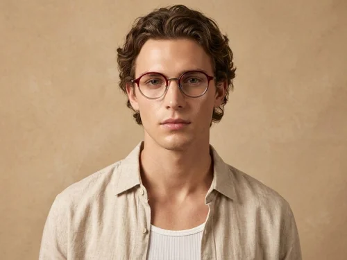 Lunettes ovales en titane rouge #BS0218-0212