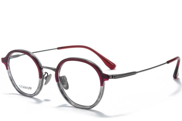 Oval Red Titanium Glasses #BS0218-0212