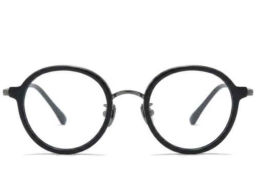 Lunettes ovales en titane noir #BS0218-0213
