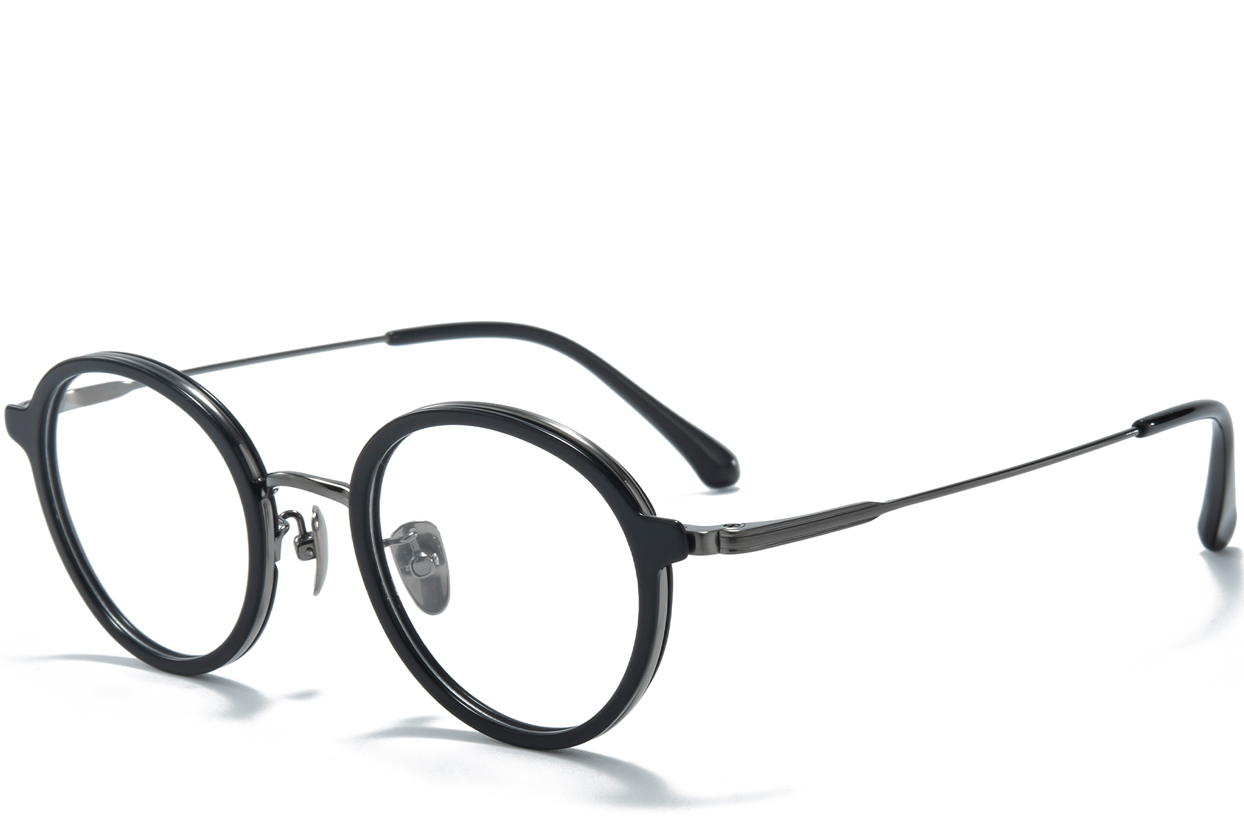 Lunettes ovales en titane noir #BS0218-0213