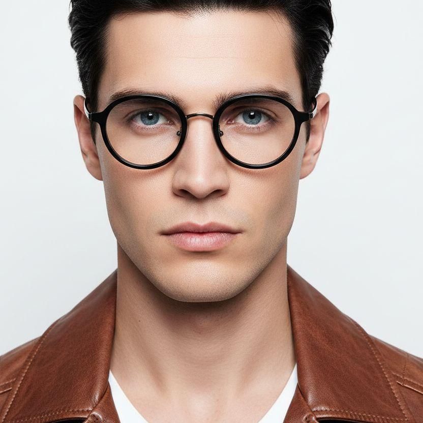 Ovale schwarze Titanbrille #BS0218-0213