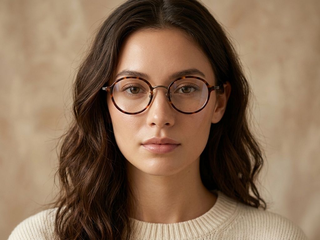 Oval Tortoiseshell Titanium Glasses #BS0218-0214